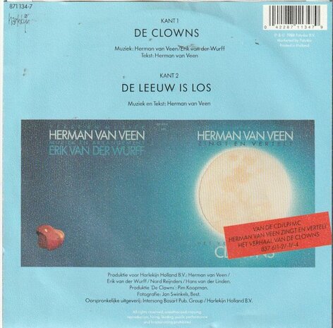 Herman van Veen - Clowns + De leeuw is los (Vinylsingle)