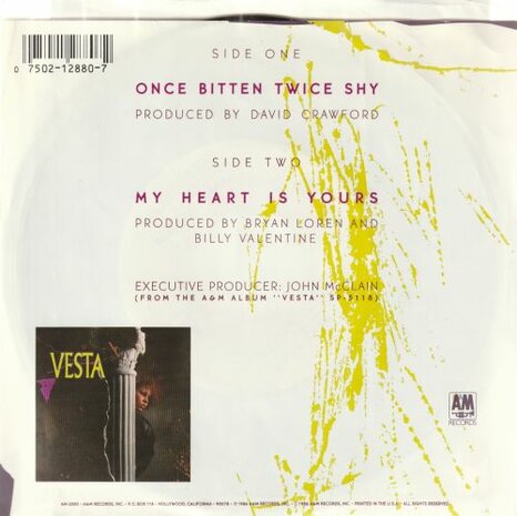 Vesta Williams - Once bitten twice shy + My heart is yours (Vinylsingle)