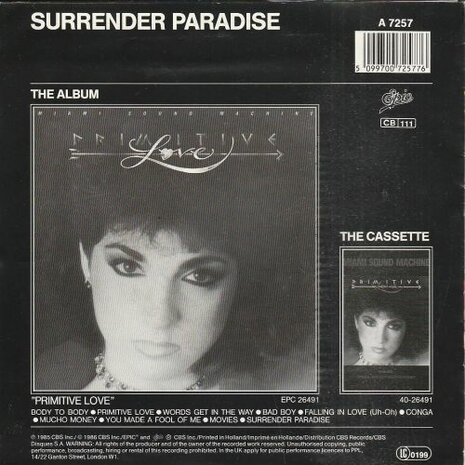 Gloria Estefan - Falling in love + Surrender paradise (Vinylsingle)