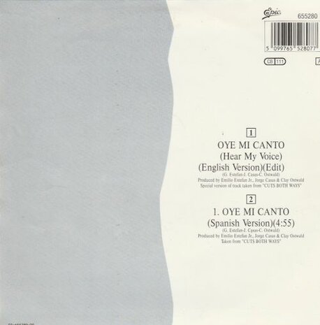 Gloria Estefan - Oye mi canto + (spanish version) (Vinylsingle)