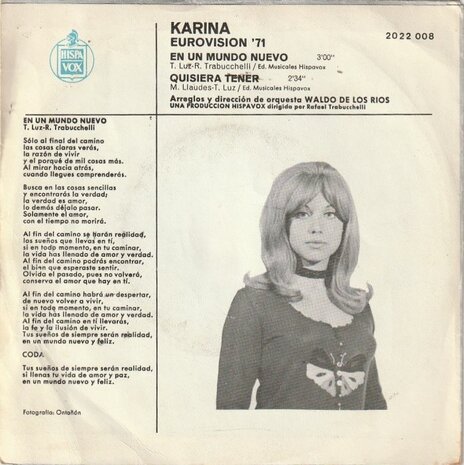 Karina - En Un Mundo Nuevo + Quisiera Tener (Vinylsingle)