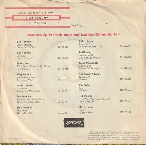 Billy Vaughn - Der Mann Meiner Wahl + Haus Aus Goldnen Steinen (Vinylsingle)