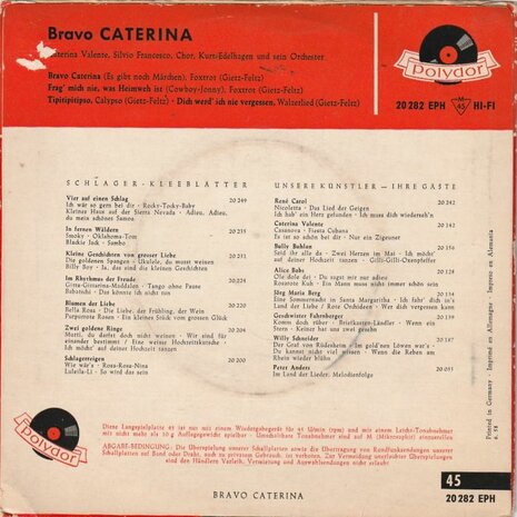 Caterina Valente - Bravo Caterine (EP) (Vinylsingle)