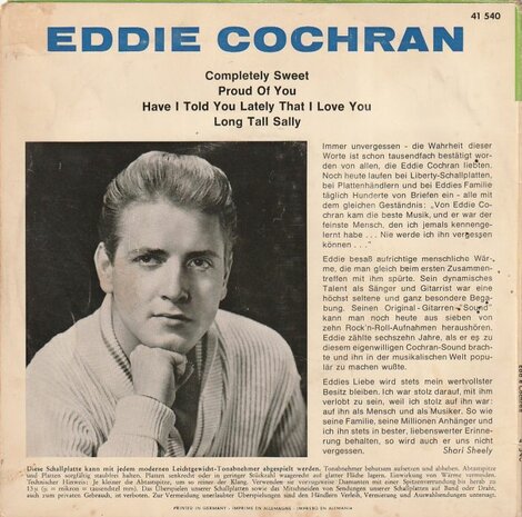 Eddie Cochran - Completely Sweet (EP) (Vinylsingle)
