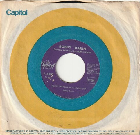 Bobby Darin - You're the reason I'm living + Now you're gone (Vinylsingle)