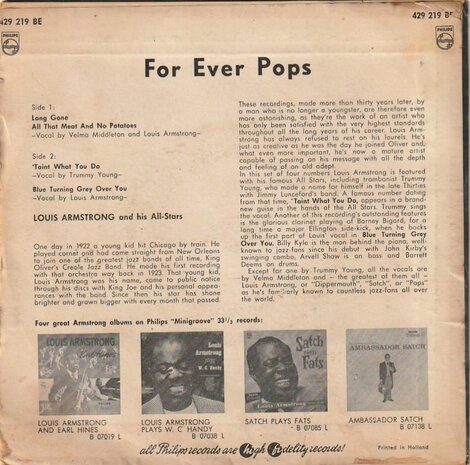 Louis Armstrong - For ever pops (EP) (Vinylsingle)