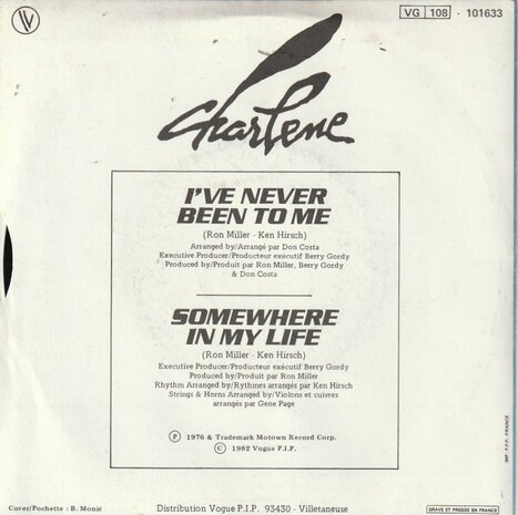 Charlene - I've never been to me + Somewhere in my life (Vinylsingle)