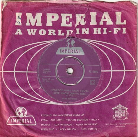 Slim Whitman - I Forgot More Than You'll Ever Know + Backward, Turn Backward (Vinylsingle)