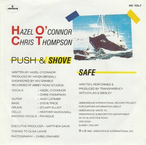 Hazel O'Conner - Push & Shove + Safe (Vinylsingle)