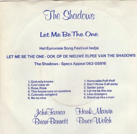 Shadows - Let me be the one + Stand up like a man (Vinylsingle)