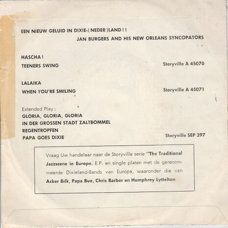 Jan Burgers and his New Orleans Syncopators - Midnight In Moscow (EP) (Vinylsingle)