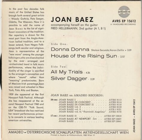 Joan Baez - Donna Donna (EP) (Vinylsingle)
