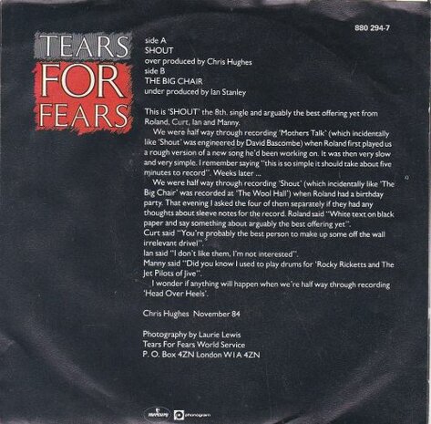Tears for Fears - Shout + The big chair (Vinylsingle)