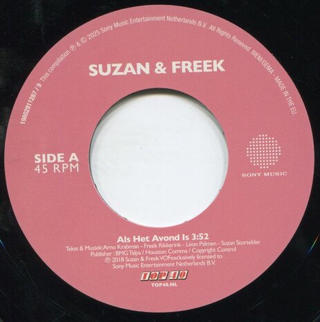 Suzan & Freek - Als Het Avond Is + (Instr.) (Vinylsingle)