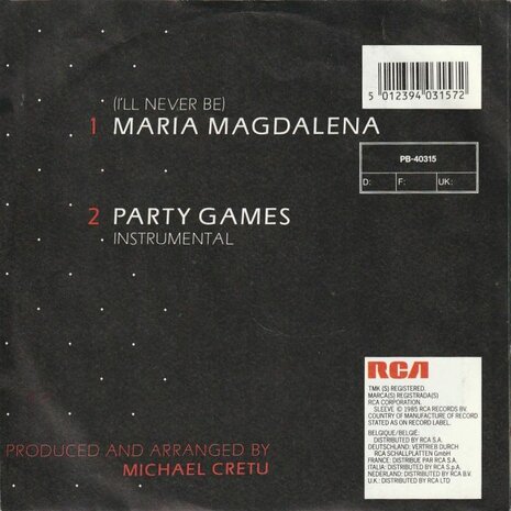 Sandra - Maria Magdalena + Party Games (Vinylsingle)