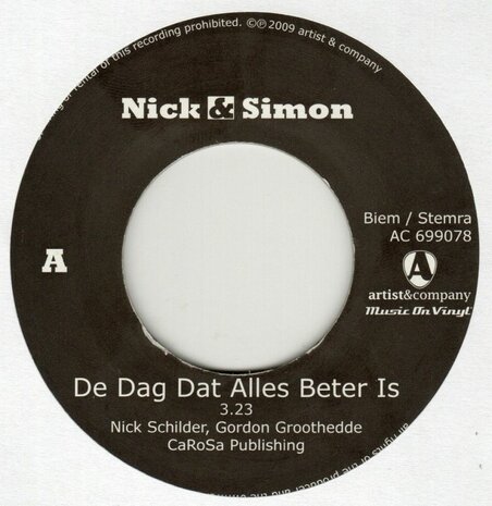 Nick en Simon - De dag dat alles beter is + De Soldaat (Vinylsingle)