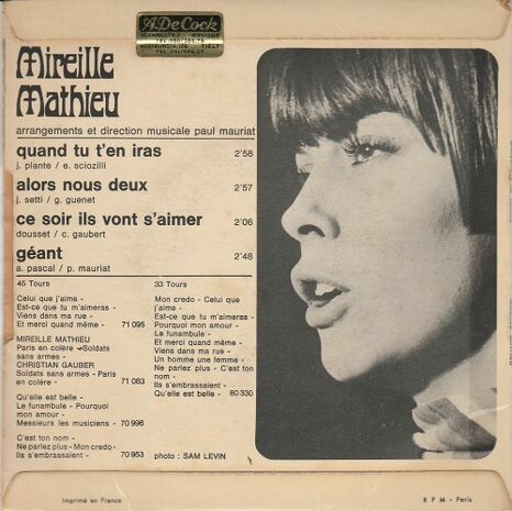 Mireille Mathieu - Quand Tu T'En Iras (EP) (Vinylsingle)