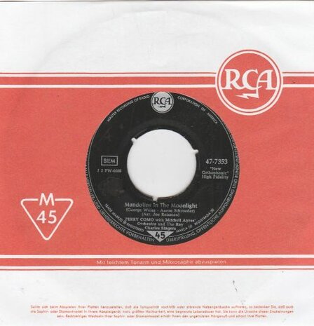 Perry Como - Mandolins in the moonlight + Love makes the world go round (Vinylsingle)