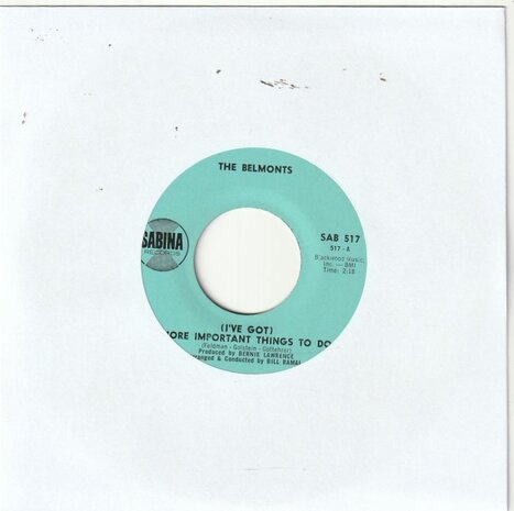 Belmonts - More Important Things To Do + Let's Call It A Day (Vinylsingle)