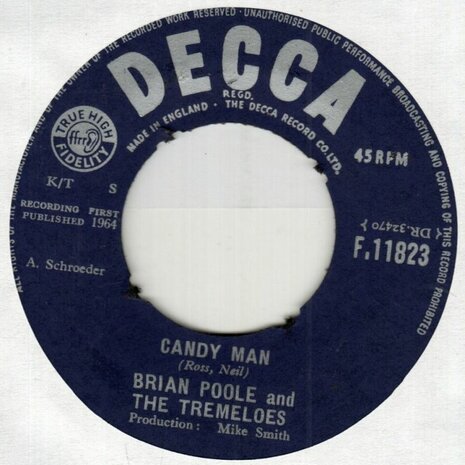 Brian Poole & The Tremeloes - Candy Man + I wish I could dance (Vinylsingle)