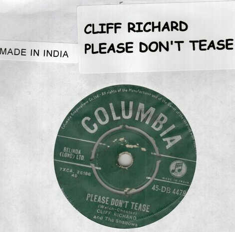 Cliff Richard - Please don't tease + Where is my heart (Vinylsingle)