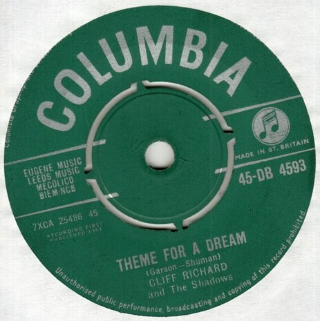 Cliff Richard - Theme for a dream + Mumblin' Mosie (Vinylsingle)