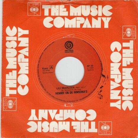 Hennie En De Rinsona's - Lili Marleen (Nederlandse Versie) + (Duitse Versie) (Vinylsingle)