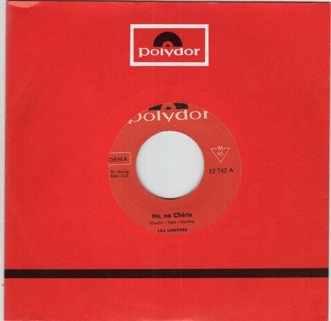 Lill Lindfors - No no Cherie + Don't stop the slob (Vinylsingle)