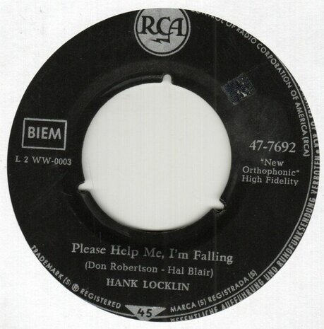 Hank Locklin - Please help me, I'm falling + My old hometown (Vinylsingle)