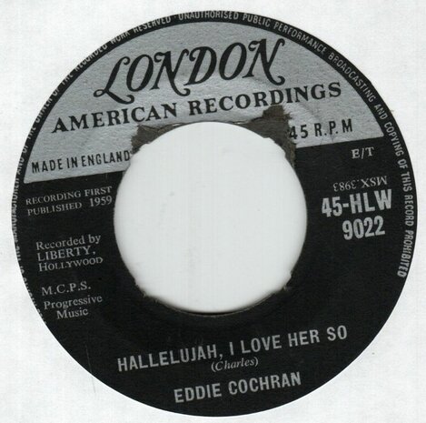 Eddie Cochran - Hallelujah I love her so + Little Angel (Vinylsingle)