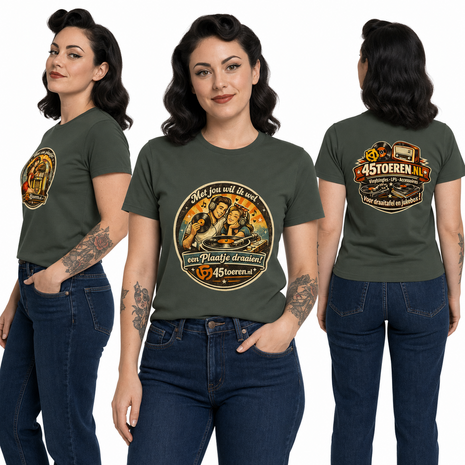T-Shirt Groen maat XL "Met Jou wil ik wel een plaatje draaien"