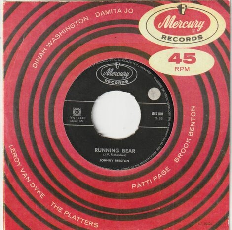 Johnny Preston - Running bear + My heart knows (Vinylsingle)