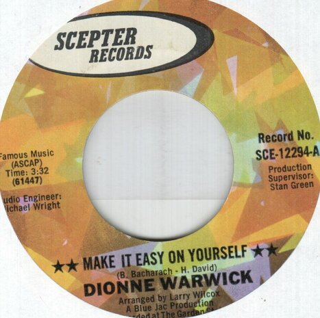 Dionne Warwick - Make it easy on yourself + Knowing when to leave (Vinylsingle)