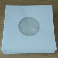 Wit Papieren Hoezen voor vinylsingles (cellophan voering) - per 100 stuks